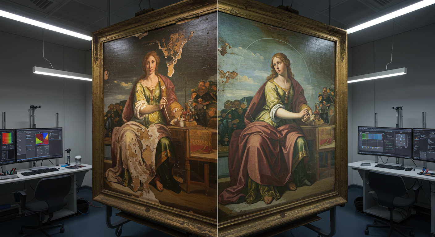 MIT発AI生成マスクが絵画修復を革命化 – 従来の66倍高速、3.5時間で完了する可逆性修復技術