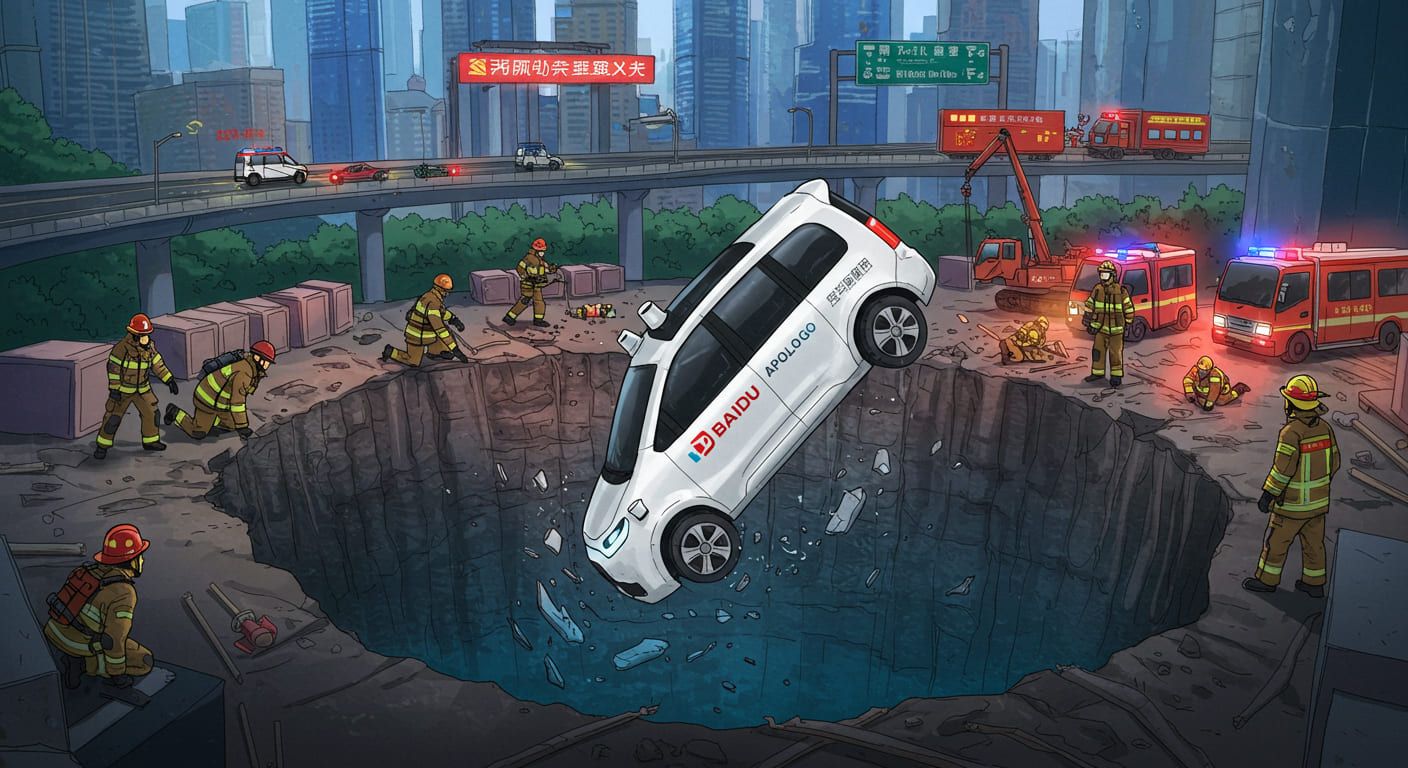 Baidu Apollo Goロボタクシー、中国重慶で建設現場の穴に転落事故