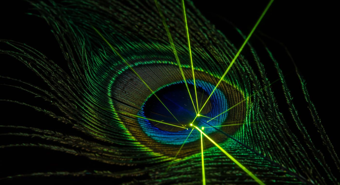 フロリダポリテクニック大学、孔雀羽根から世界初の生体レーザー発振に成功