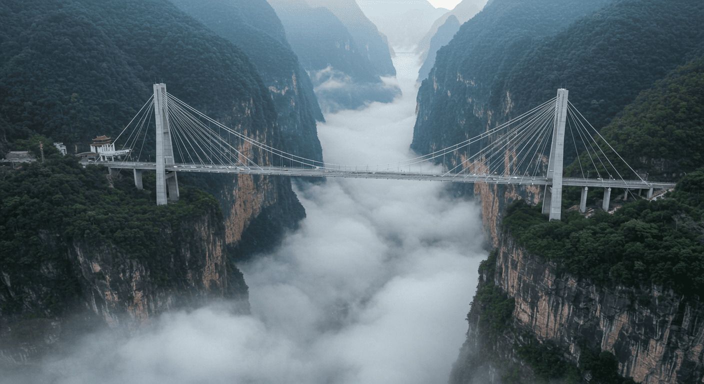 世界最高の橋「花江大峡谷橋」が2025年開通｜エッフェル塔の2倍の高さ、山を切り裂いた中国の挑戦