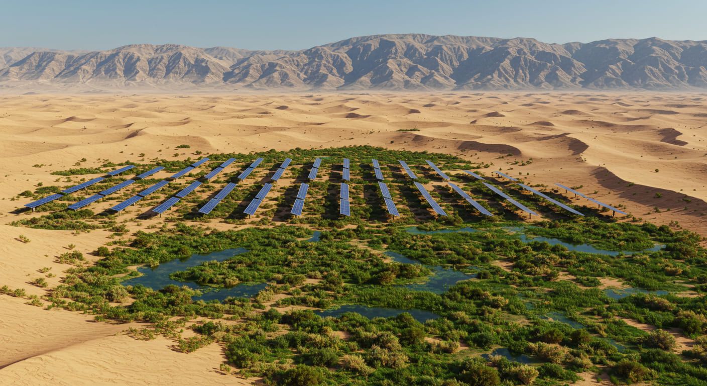 中国砂漠の太陽光発電所が生態系を改善、Scientific Reports論文で判明