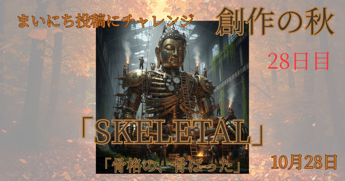 「#まいにち創作の秋」ImageFXとSunoで創るInktober「SKELETAL」：1000年後のスチームパンク仏像