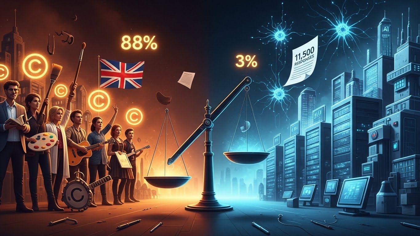 AI著作権めぐる英国協議で政府案に3%しか支持なし—11,500件の回答が示したクリエイター保護への民意