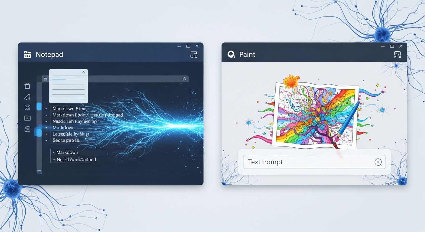 Microsoft、NotepadとPaintにAI機能を追加——ストリーミング表示と塗り絵生成が可能に