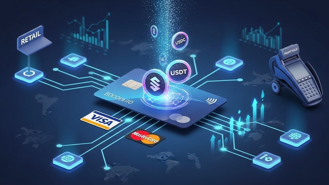ステーブルコイン決済が180億ドル市場に急成長、ビザ主導の暗号資産カードが2年で15倍の取引高を記録