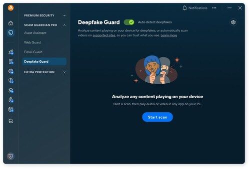 Avast Deepfake Guard UI - innovaTopia