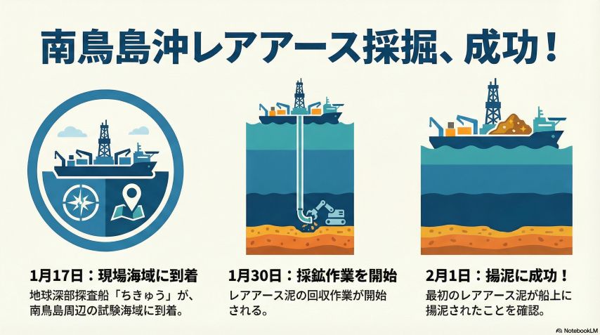 「ちきゅう」が深海5,700mからレアアース泥揚泥に成功―南鳥島で世界初の快挙