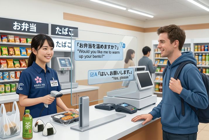 ファミリーマート「透明翻訳ディスプレイ」実証実験開始―14言語対応でインバウンド接客を変える - innovaTopia
