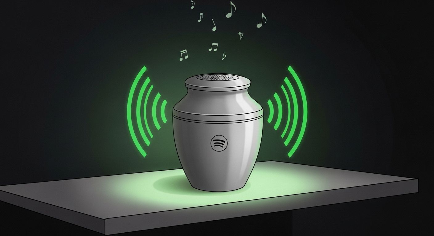 Spotify × Liquid Death「Eternal Playlist Urn」── Bluetoothスピーカー内蔵の骨壷で”死後も音楽を”