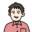 Cartoon illustration of a smiling man with short dark hair wearing a pink collared shirt.