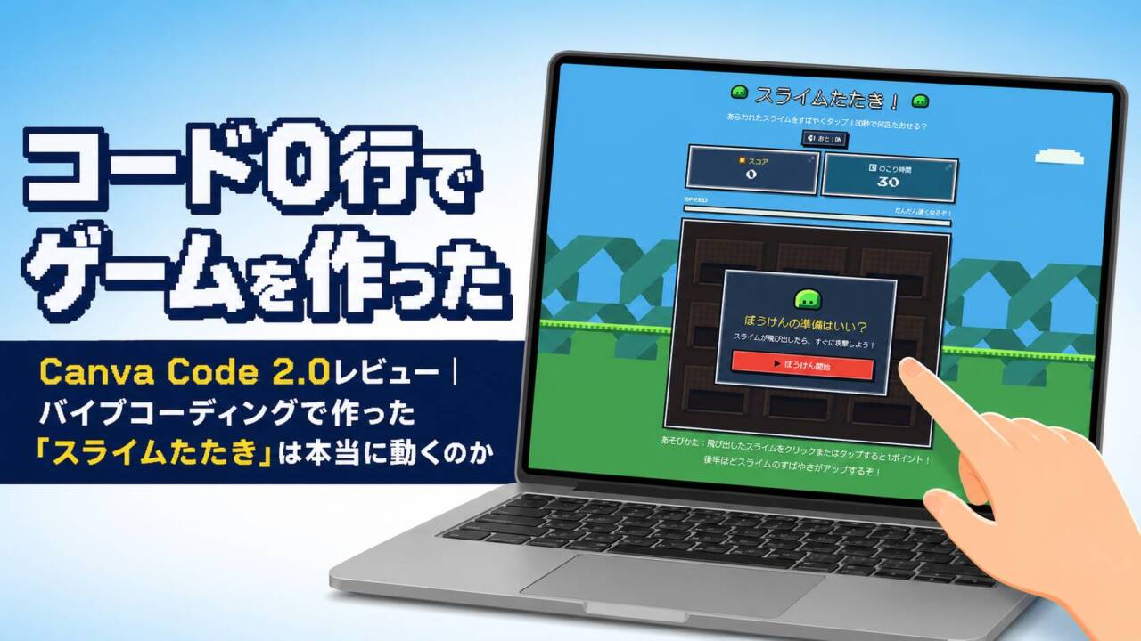 Canva Code 2.0レビュー｜バイブコーディングで作った「スライムたたき」は本当に動くのか
