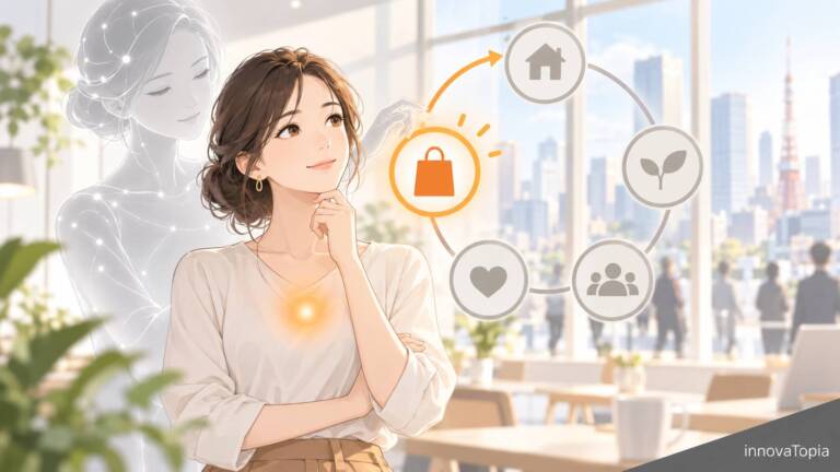 電通「AIJES」提唱、AI時代の購買行動で中央に残したのは人間の「判断」