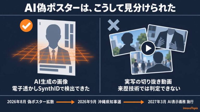 【解説】沖縄県知事選のAI偽ポスター、決め手はSynthID