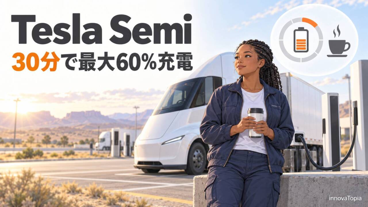 テスラ、電動トラック「Semi」専用工場を開所|航続500マイル、30分で最大60%充電 - innovaTopia