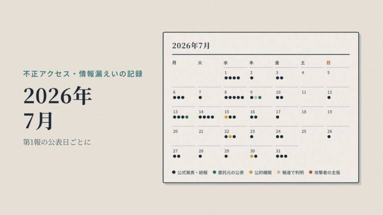 不正アクセス・情報漏えいの記録｜2026年7月