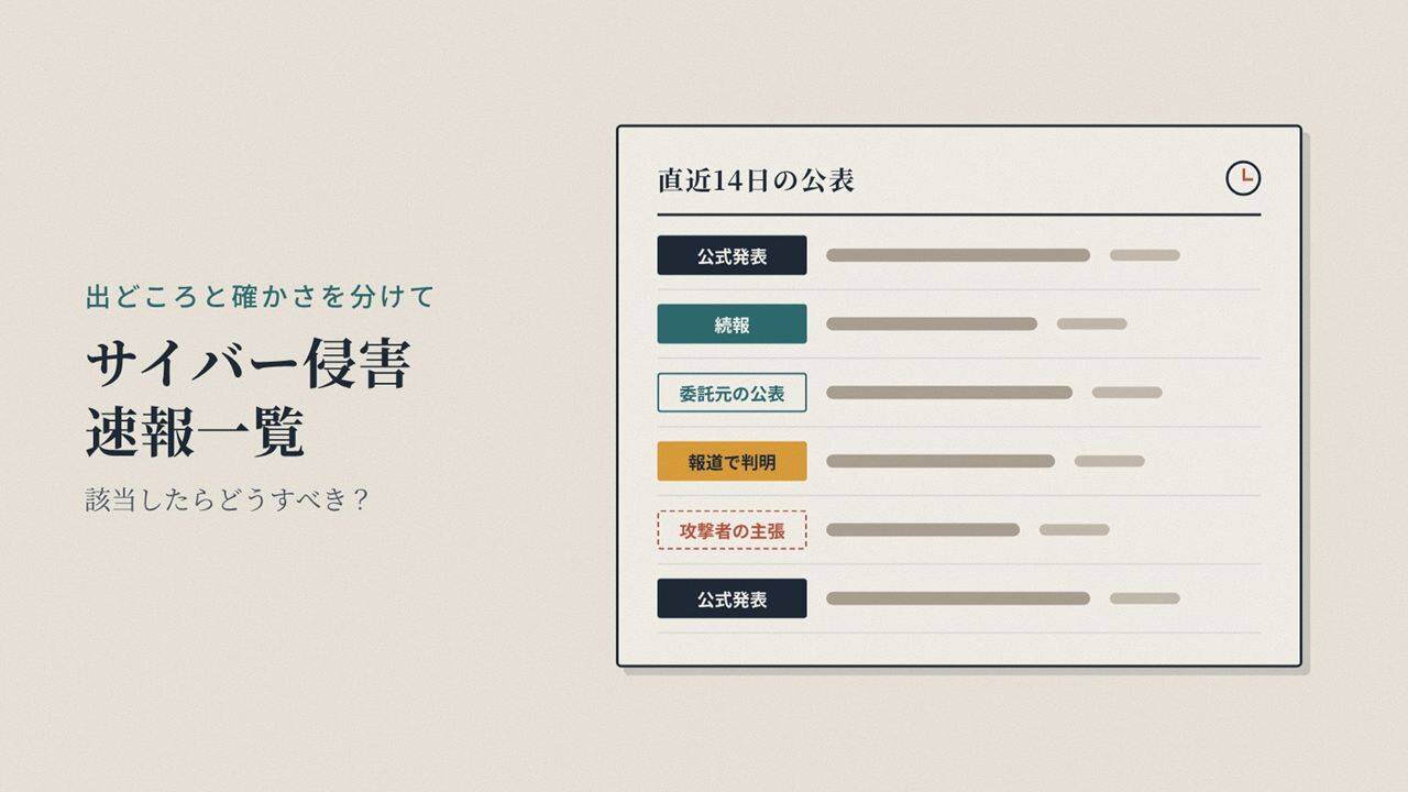 10/20｜17:20更新【サイバー侵害速報一覧】該当したらどうすべき？
