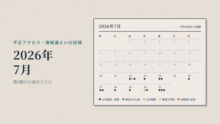 不正アクセス・情報漏えいの記録|2026年7月 - innovaTopia