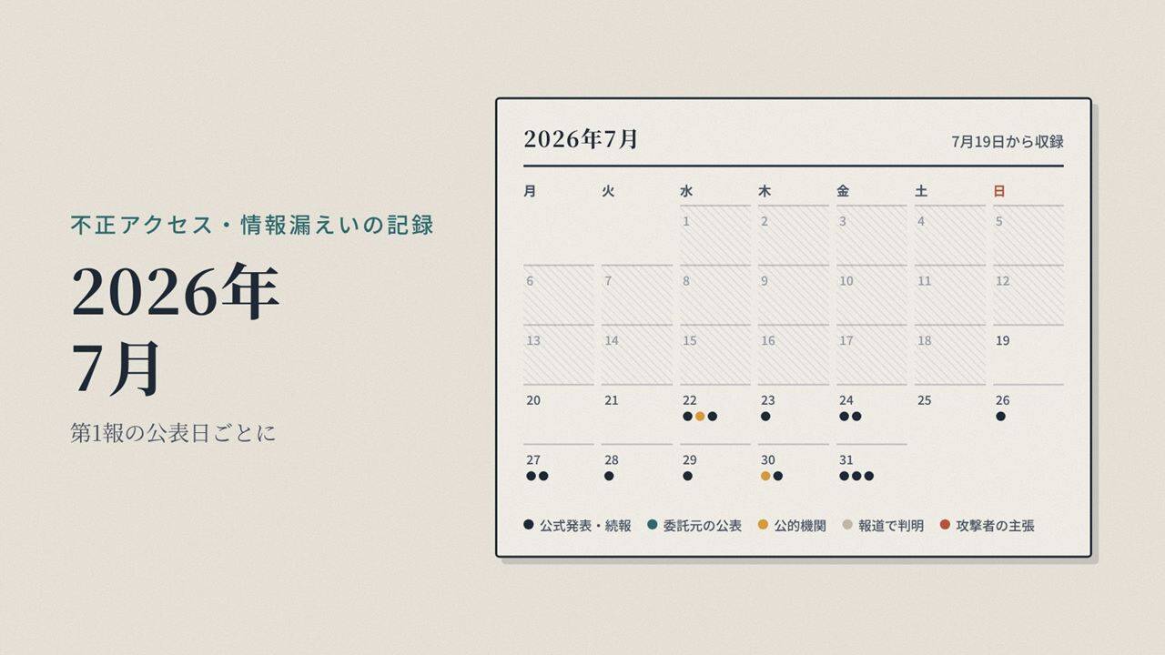 不正アクセス・情報漏えいの記録｜2026年7月