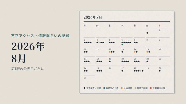 不正アクセス・情報漏えいの記録|2026年8月 - innovaTopia