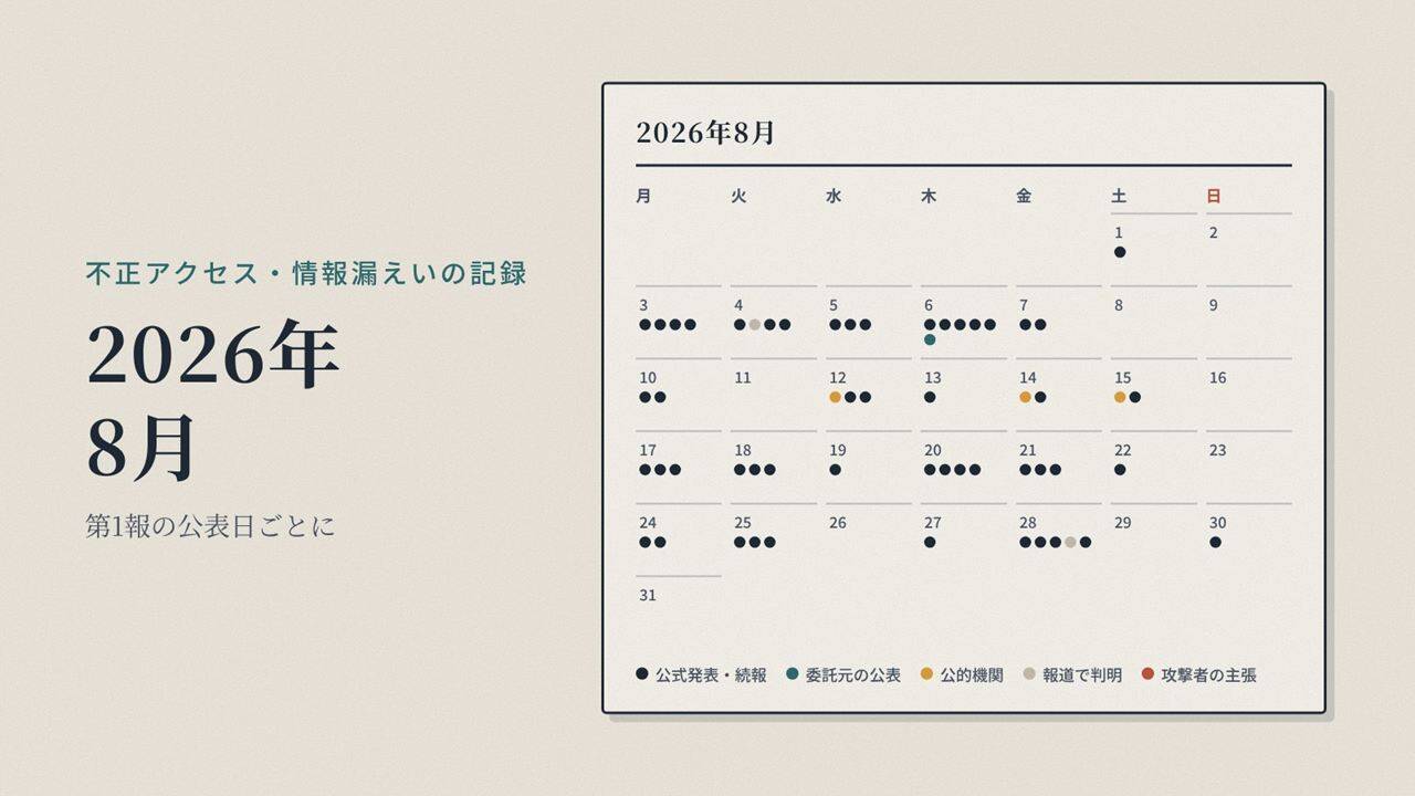 不正アクセス・情報漏えいの記録｜2026年8月
