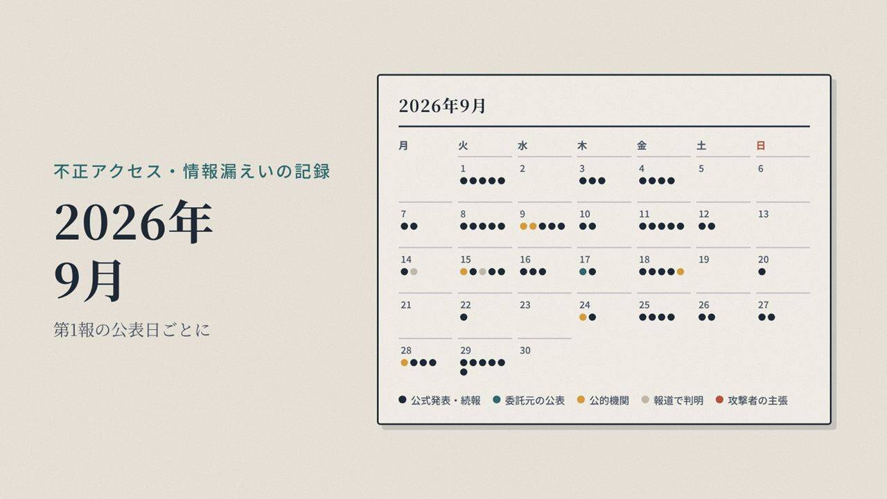 不正アクセス・情報漏えいの記録｜2026年9月