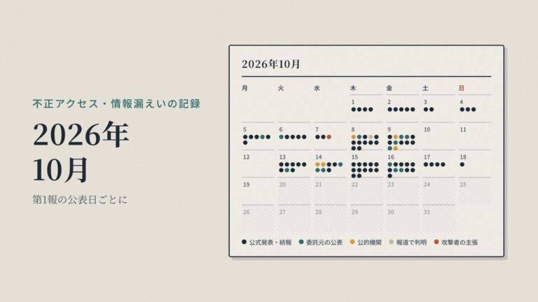 不正アクセス・情報漏えいの記録|2026年10月 - innovaTopia