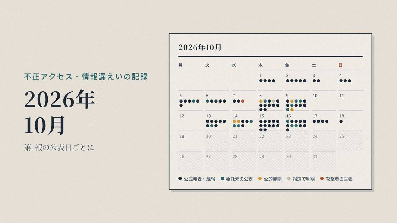 不正アクセス・情報漏えいの記録｜2026年10月