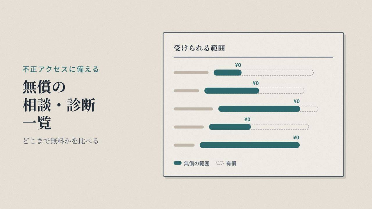 【随時更新】不正アクセスに備える無償の相談・診断一覧｜「どこまで無料か」を比べる