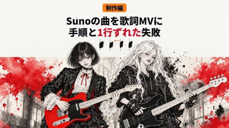 Sunoの曲を、歌詞が飛ぶMVにしてみた。Pythonとffmpegで作る手順と、1行ずれた失敗
