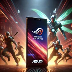 DALLE 2024-07-18 180917 - An exciting and sleek scene showcasing Asuss latest gaming smartphone ROG Phone 8 series The background features the phone with a focus on its slim - innovaTopia