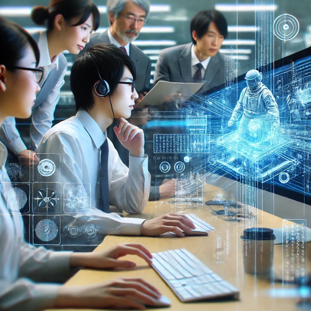 DALLE 2024-07-18 173424 - A Japanese research team working on a computer with an image transitioning from blurry to clear representing the development of new depth estimation - innovaTopia