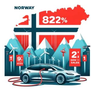 ノルウェーでEVが新車販売の82%を占める時代到来、テスラが先導