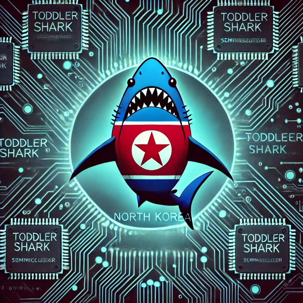 DALLE 2024-07-15 042035 - Illustration of North Koreas new malware TODDLERSHARK involved in stealing semiconductor data The image features a digital shark with North Korean - innovaTopia
