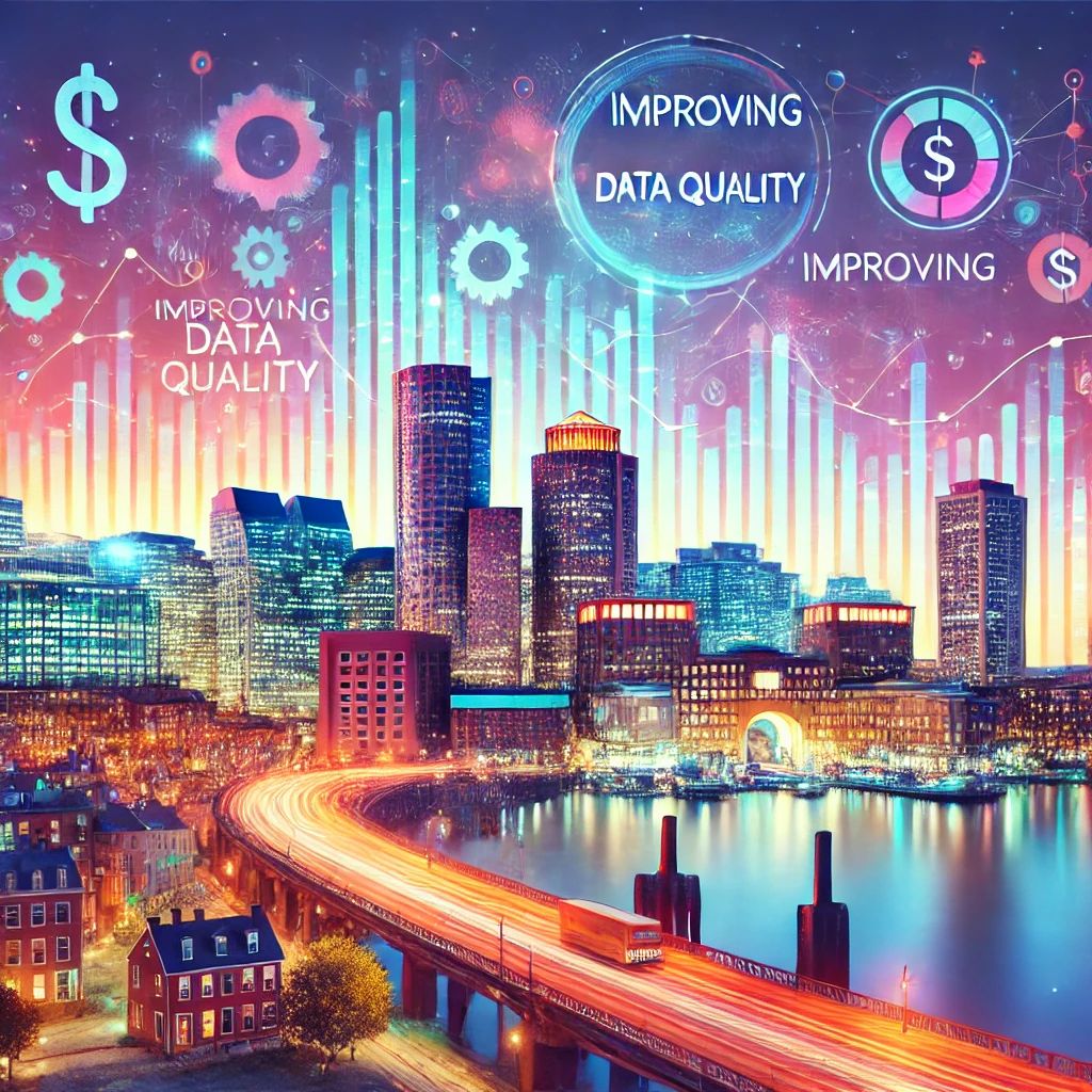 DALLE 2024-10-08 061035 - An illustration symbolizing a startup company in Boston called Metaplane improving data quality Depict a vibrant urban skyline of Boston with abstrac - innovaTopia