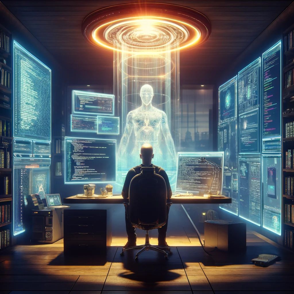DALLE-2024-04-11-181132-Imagine-a-scene-where-an-individual-is-in-a-private-cozy-home-office-surrounded-by-technology-that-is-clearly-advanced-yet-personal-The-room-is-fil - innovaTopia