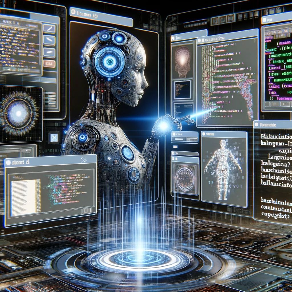DALLE 2024-05-23 072458 - A futuristic high-tech AI system analyzing and evaluating the output of a large language model The scene includes visual representations of text co - innovaTopia