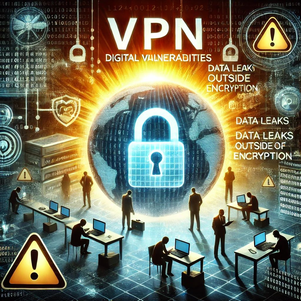 DALLE 2024-06-29 082629 - An illustration of a VPN application with digital vulnerabilities exposed showing data leaks outside of encryption The background includes binary co - innovaTopia