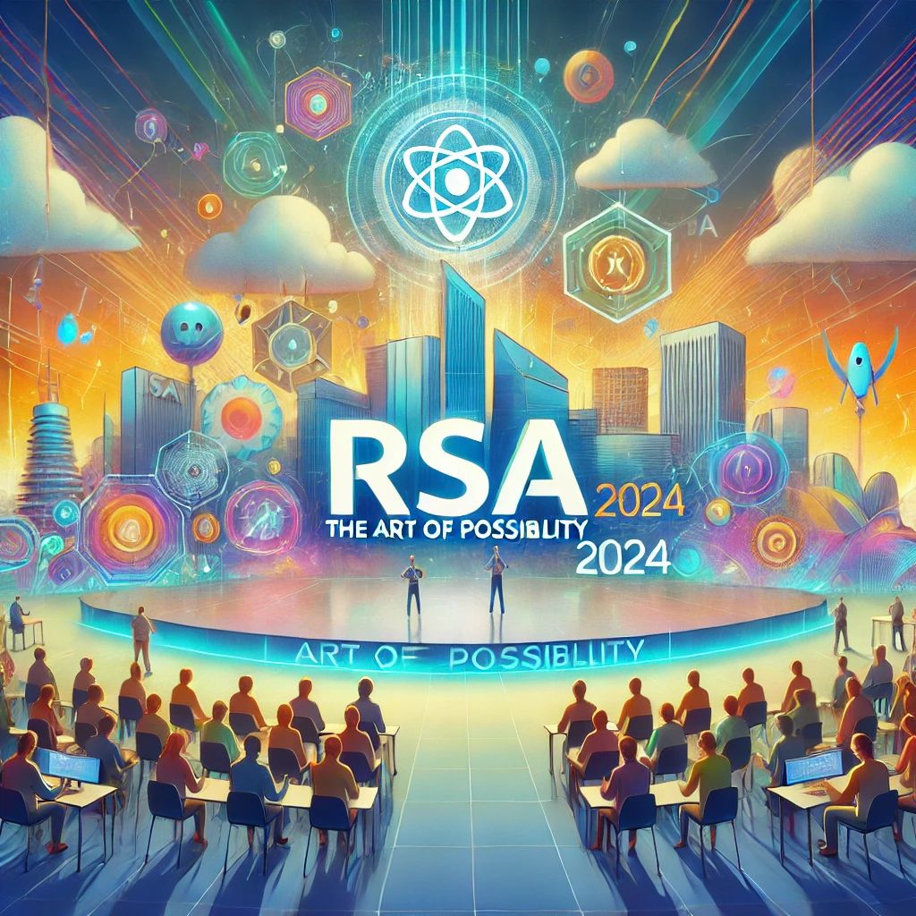 DALLE 2024-07-02 083119 - An illustration of the RSA 2024 conference exploring The Art of Possibility with themes of AI and data security at the forefront - innovaTopia