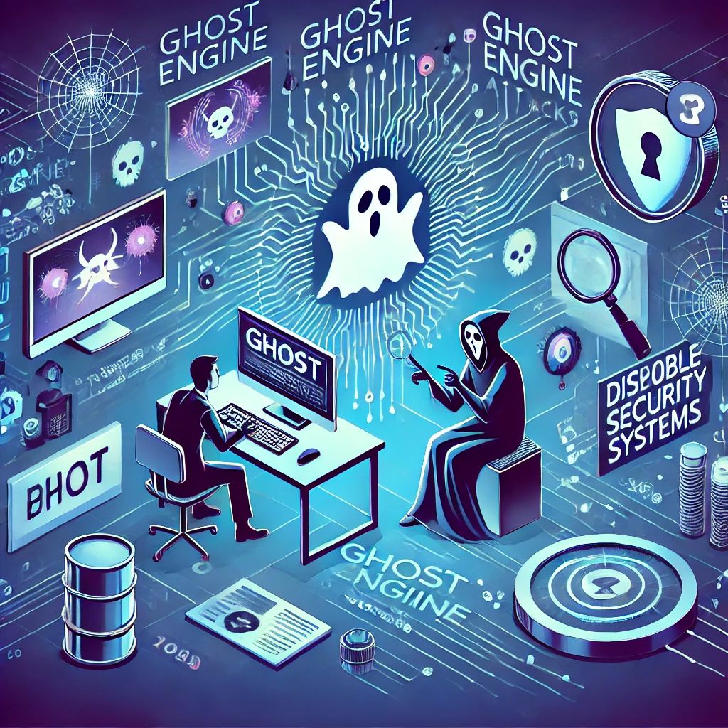 DALLE 2024-07-07 051712 - Illustration of GHOSTENGINE attacks discovering new methods to disable security systems The image should depict elements of cybersecurity threats ad - innovaTopia