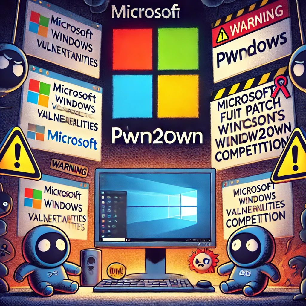 DALLE 2024-07-08 080313 - An illustration highlighting Microsofts failure to patch Windows vulnerabilities after the Pwn2Own competition The scene includes the Microsoft logo - innovaTopia