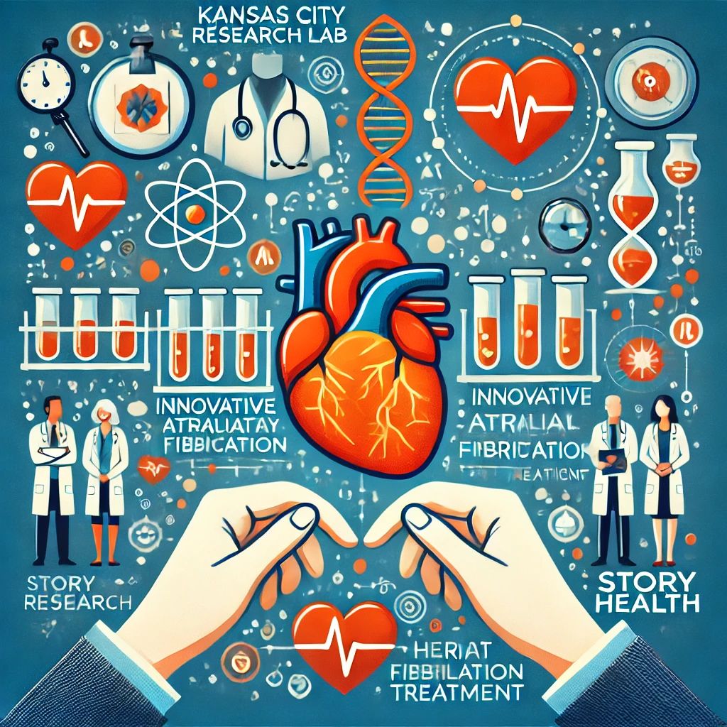 DALLE 2024-10-31 210644 - An illustration symbolizing a partnership between a Kansas City research lab and Story Health for innovative atrial fibrillation treatment showcasing - innovaTopia