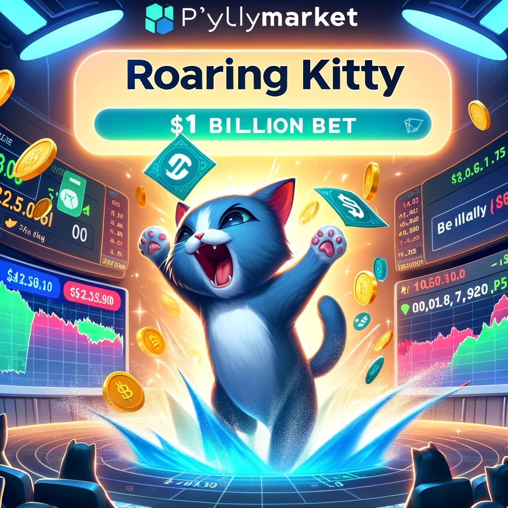 DALLE 2024-06-07 192434 - A dynamic scene showing Roaring Kittys billion bet creating a buzz on Polymarket The illustration should include a stock trading environment Pol - innovaTopia