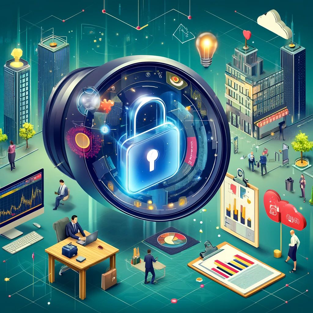 DALLE 2024-06-11 065657 - An illustration showing Apple opening Vision Pro camera data access for businesses unlocking new opportunities for business innovation The scene sho - innovaTopia