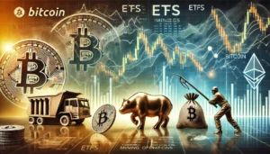 ビットコイン、ETF流出とマイナー売却圧で一時59,000ドルへ
