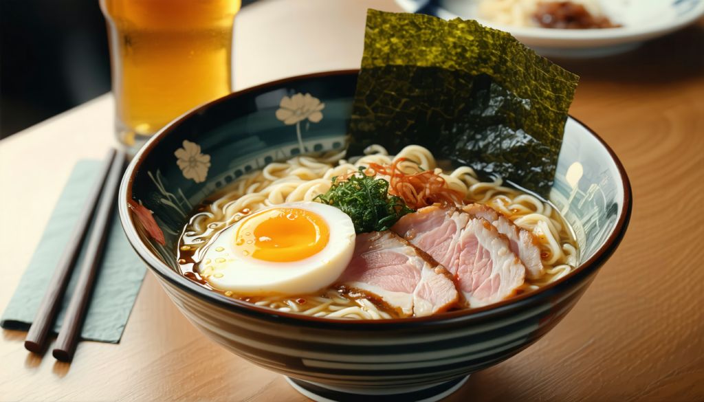 ramen_on_table_softboiled_egg06_char_siu_dried_seaweed_menma_beer_20250421052324_02 - innovaTopia