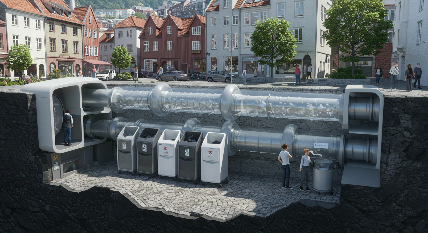 ディーゼル排出90%削減を実現｜ベルゲン市が導入した地下真空ゴミ収集