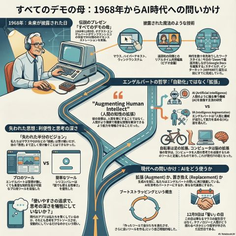 12月9日【今日は何の日?】「すべてのデモの母」が予測した未来。1968年の衝撃とAI時代の「人間拡張」 - innovaTopia 12月9日【今日は何の日?】「すべてのデモの母」が予測した未来。1968年の衝撃とAI時代の「人間拡張」