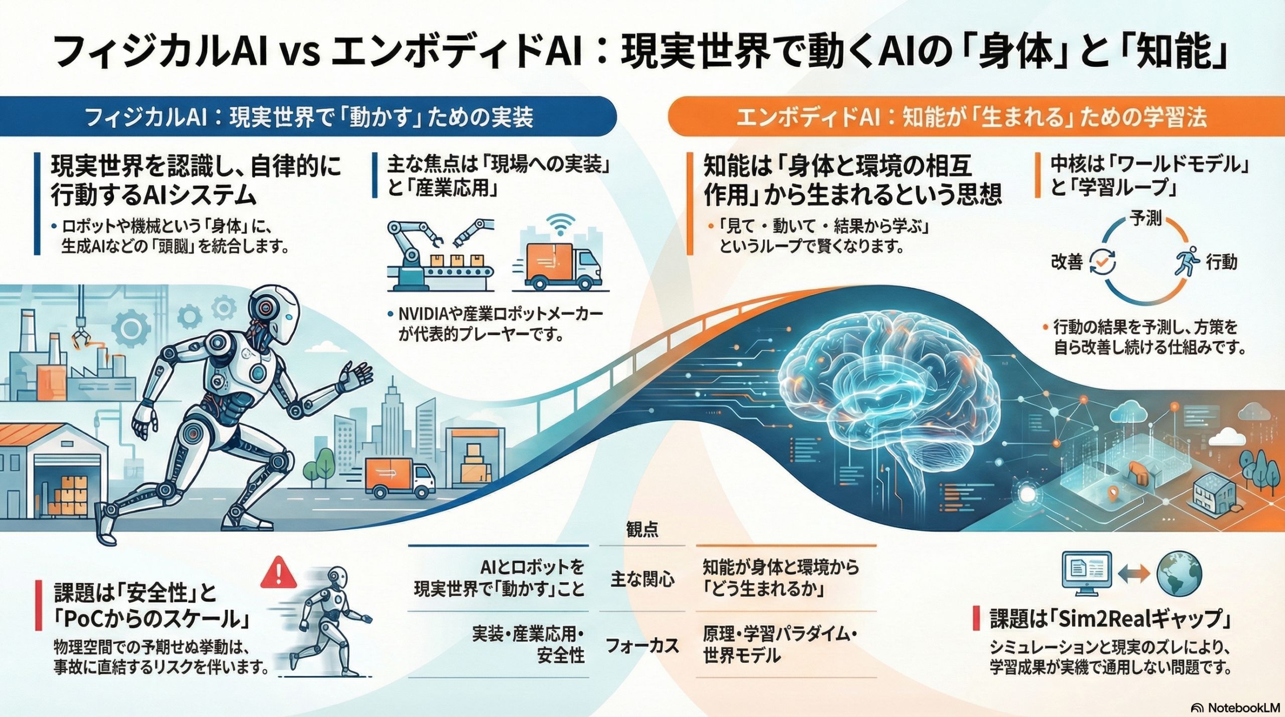 フィジカルAIとエンボディドAI：「動く知能」と「知能が生まれる条件