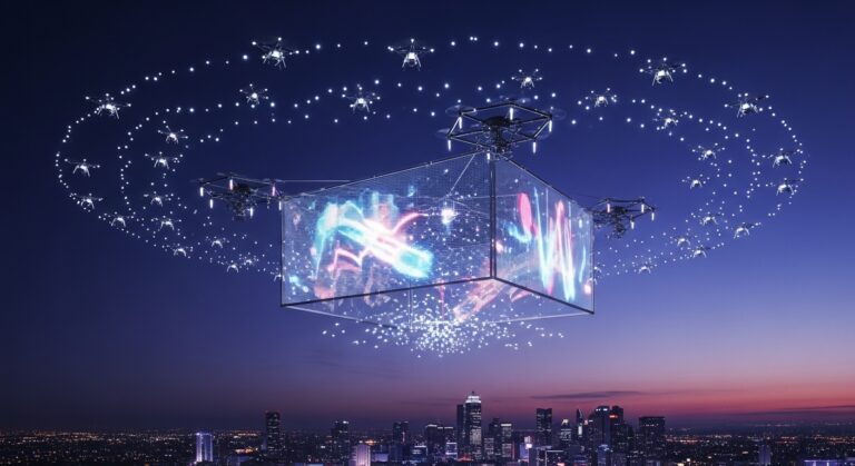 アンコール「SKY LED」始動─空飛ぶLEDで広告もライブ演出も、ドローン×10m巨大スクリーンの新体