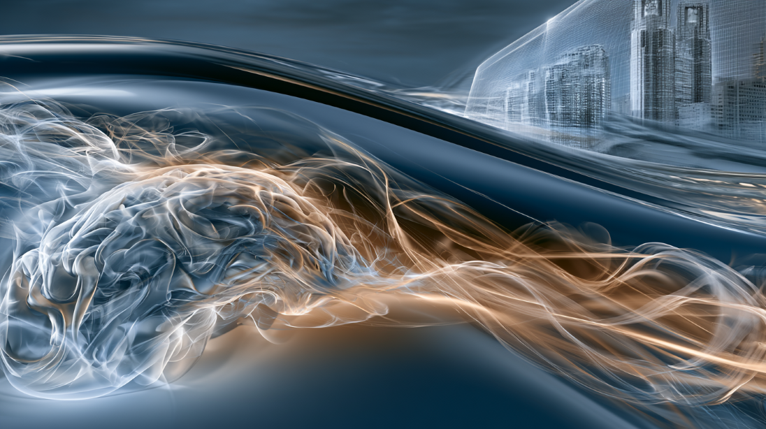 A symbolic editorial illustration depicting the intersection of advanced AI and financial cybersecurity. In the foreground, a stylized abstract AI brain or neural network glows with ethereal light, emanating both protective and threatening energy waves. In the background, a sleek modern Tokyo financial district skyline with subtle Japanese architectural elements, partially overlaid with a translucent digital shield. Cool blue and deep navy color palette accented with warm amber highlights suggesting alertness. Minimalist, sophisticated, futuristic editorial style. No text, no logos, no recognizable real people. High-end tech magazine aesthetic with cinematic lighting. - innovaTopia